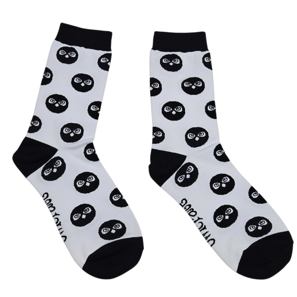 Owlcrate Owl Print Crew Socks Womens White Black Whimsical Dark Academia — image 3 of 7
